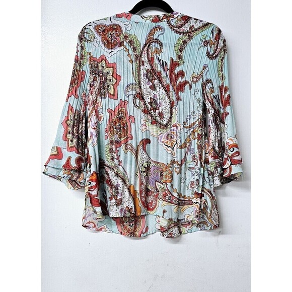MELISSA PAIGE Petite Multicolor Paisley Long Bell Sleeve  Women Shirt (PM) - Picture 5 of 5